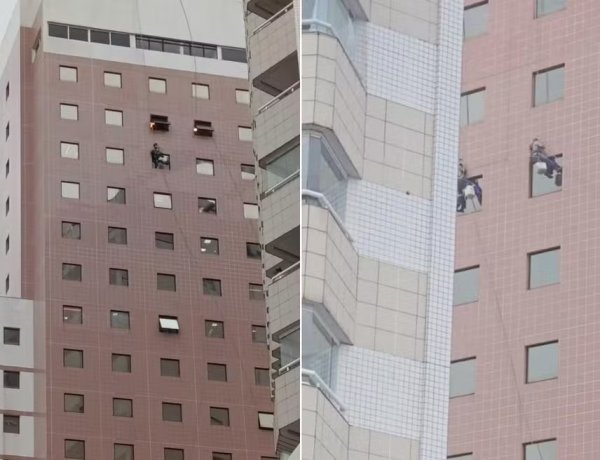 Trabalhadores pendurados em hotel não viram alerta de chefes sobre ventania: 'Susto"